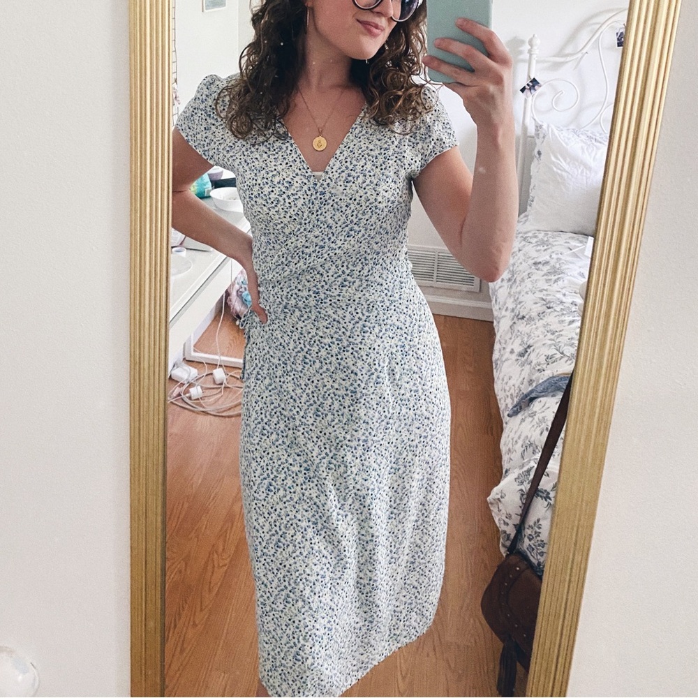 Floral Midi Wrap Dress